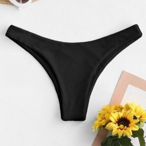ZAFUL Solid High Leg Bikini Bottom - Black Small
